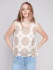 Sleeveless Crochet Top With Floral Pattern - Dune sold by Charlie B