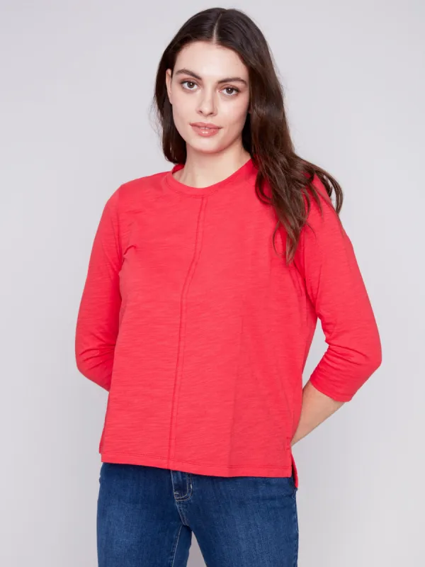 Organic Cotton Slub Knit Top - Cherry sold by Charlie B