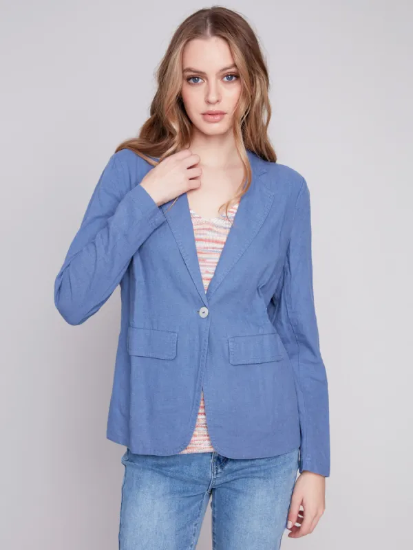 Light Linen Blend Blazer - Denim sold by Charlie B