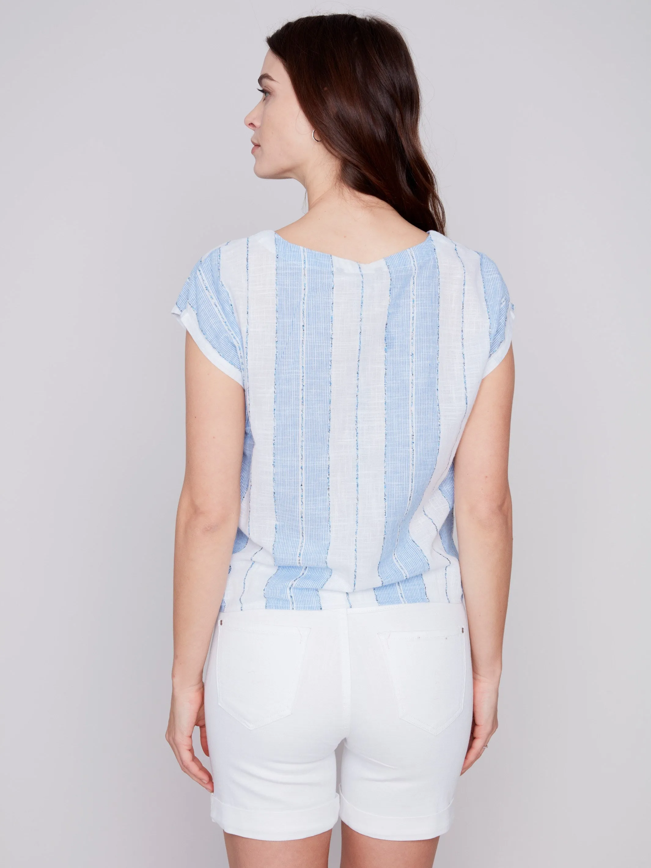 Printed Front Tie Top - Blue sold by Charlie B product image thumbnail 4
