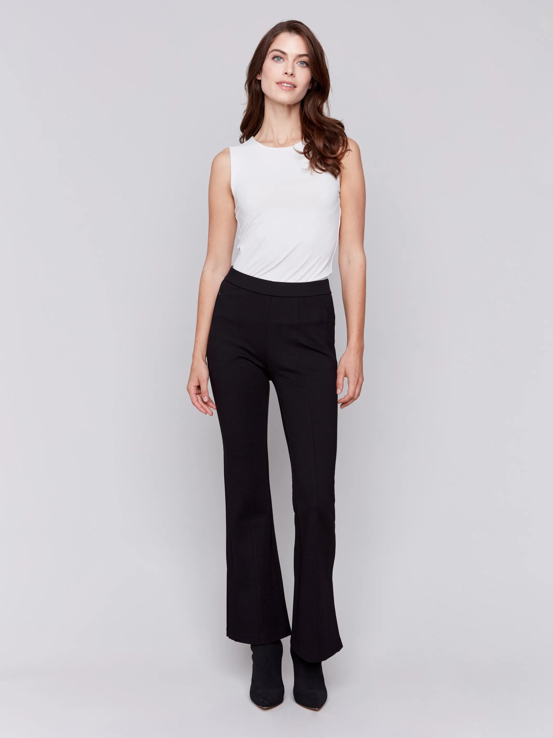 Flare Ponte Pants with Side Slits - Black sold by Charlie B product image thumbnail 5