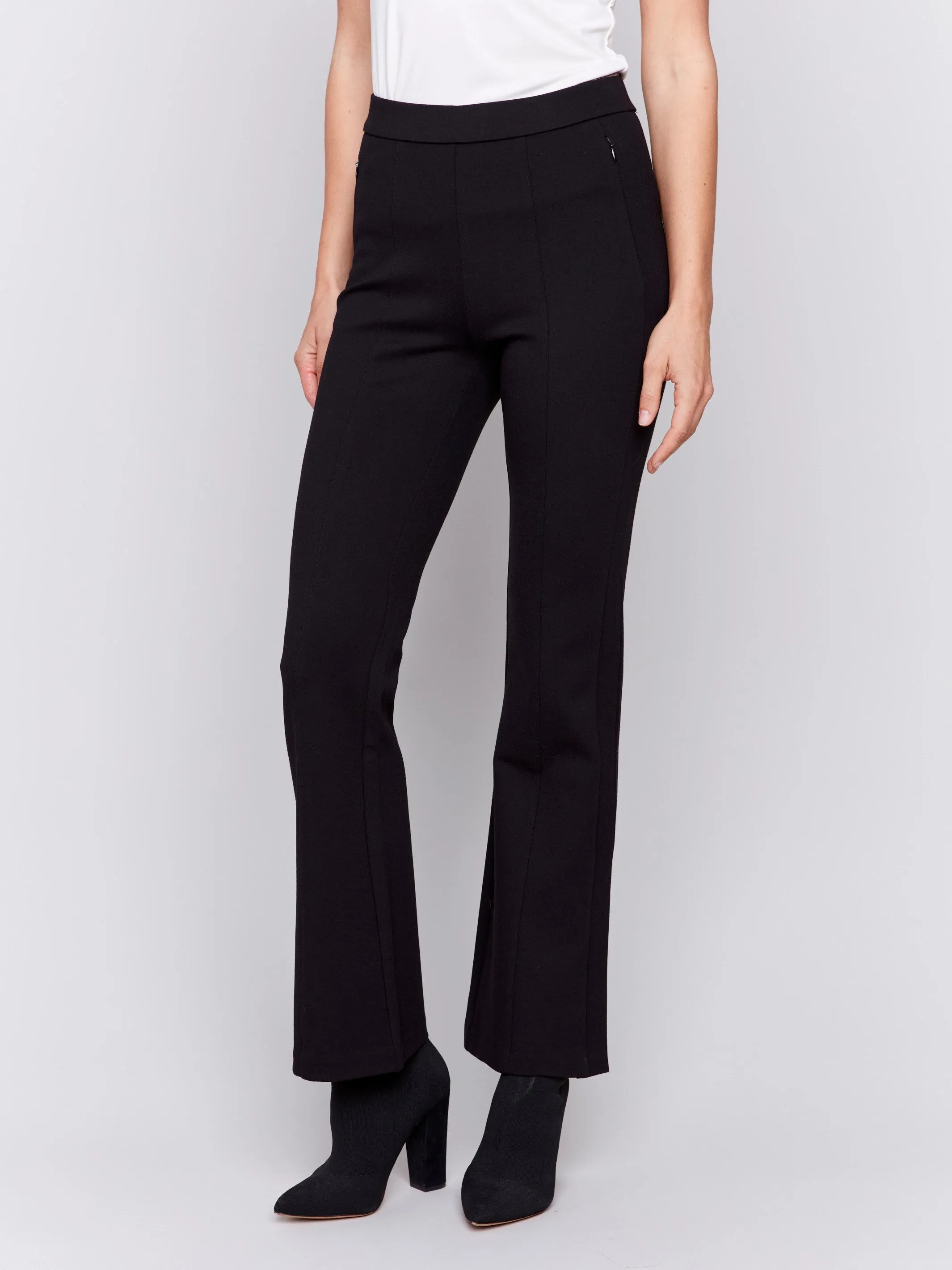 Flare Ponte Pants with Side Slits - Black sold by Charlie B product image thumbnail 2