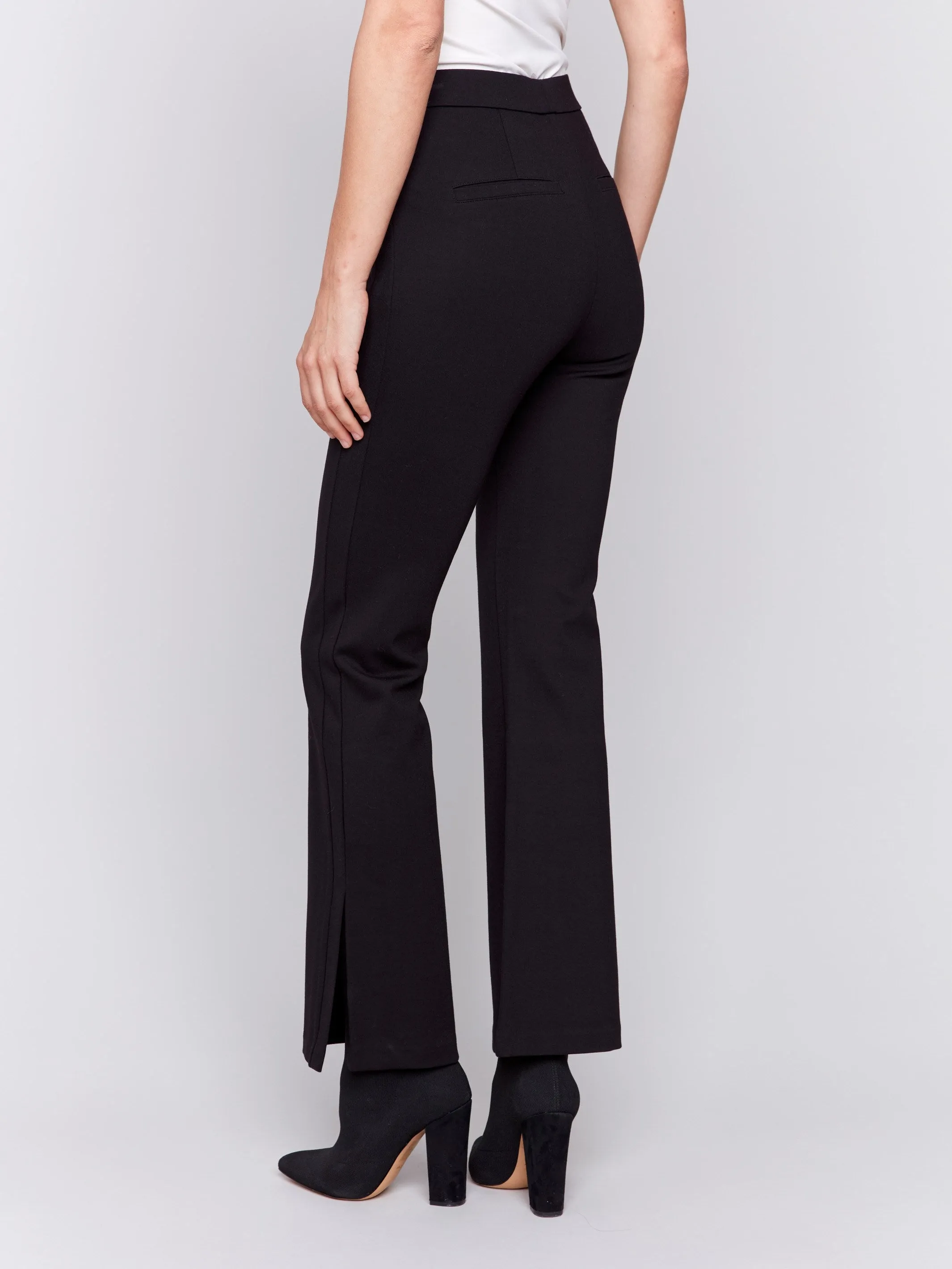 Flare Ponte Pants with Side Slits - Black sold by Charlie B product image thumbnail 3