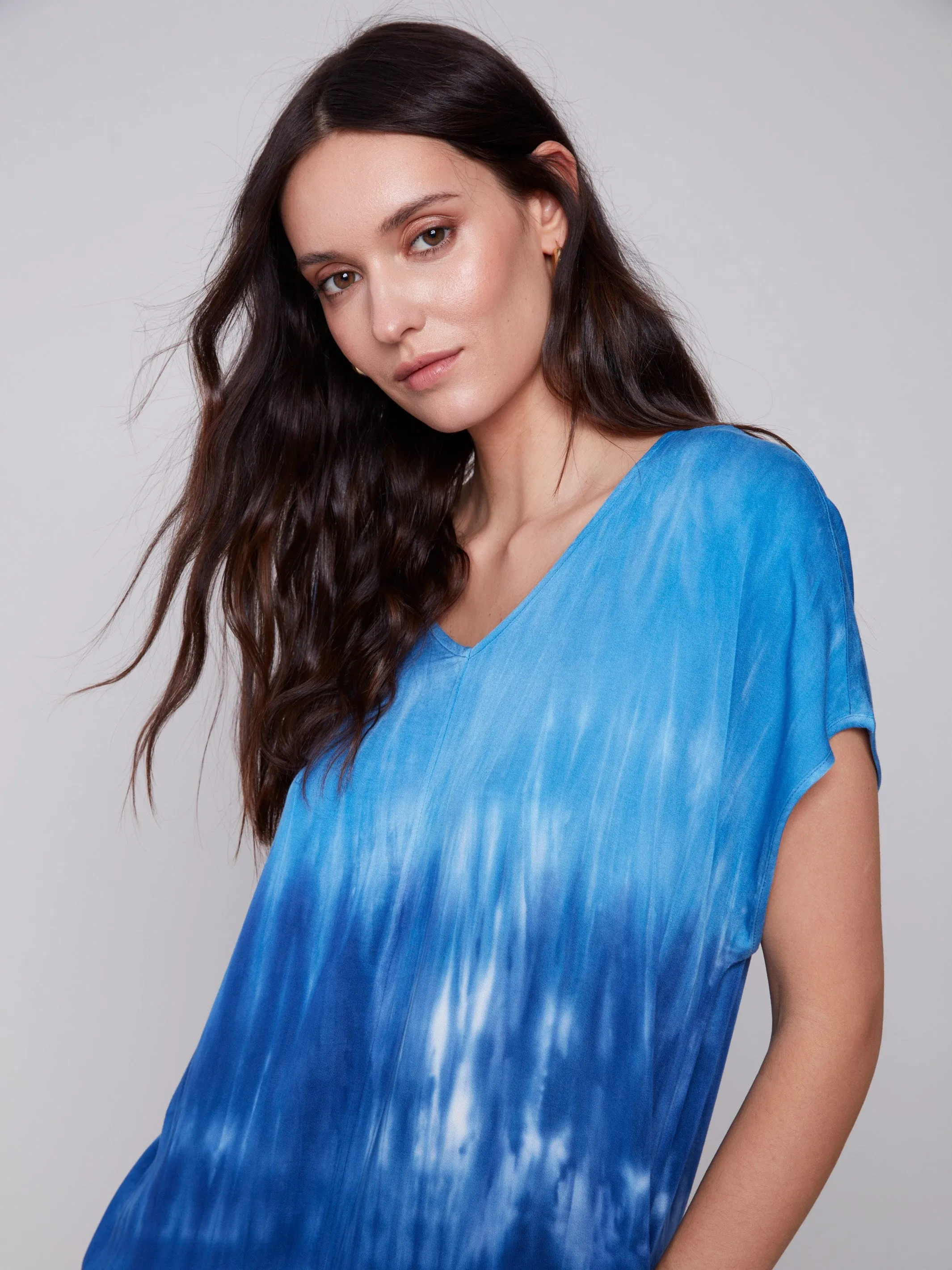 Tie Dye Dress with Dolman Sleeves - Sky sold by Charlie B product image thumbnail 4
