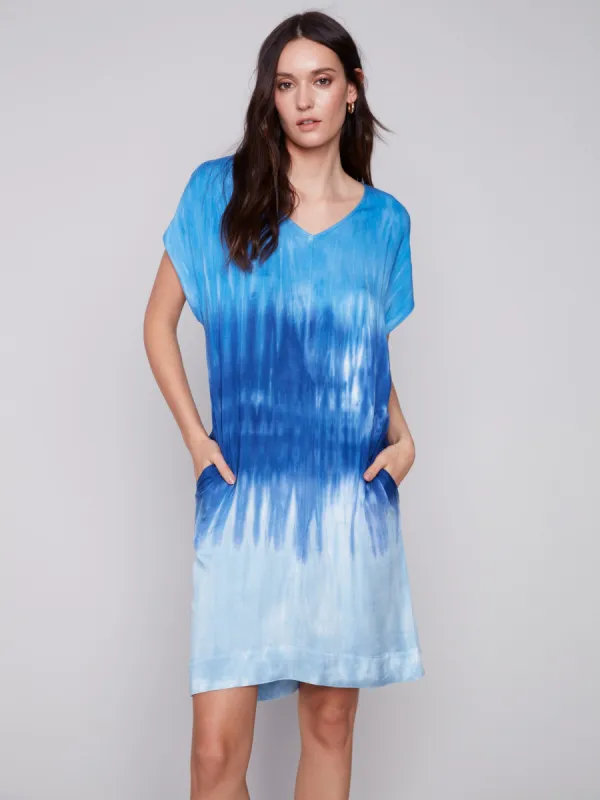 Tie Dye Dress with Dolman Sleeves - Sky sold by Charlie B