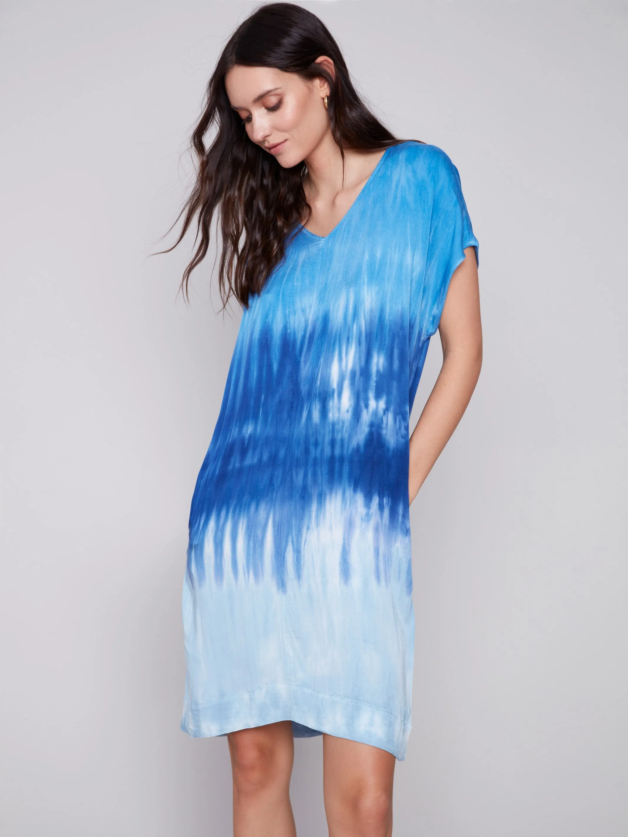 Tie Dye Dress with Dolman Sleeves - Sky sold by Charlie B product image thumbnail 5