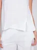 Sleeveless Linen Top with Slit - White sold by Charlie B
