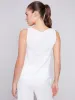 Sleeveless Linen Top with Slit - White sold by Charlie B