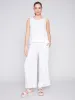Sleeveless Linen Top with Slit - White sold by Charlie B