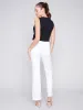 Flare Twill Pants with Decorative Buttons - White sold by Charlie B