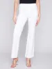 Flare Twill Pants with Decorative Buttons - White sold by Charlie B