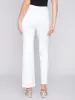 Flare Twill Pants with Decorative Buttons - White sold by Charlie B