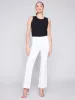 Flare Twill Pants with Decorative Buttons - White sold by Charlie B
