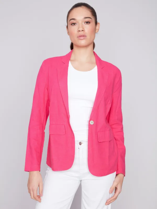 Light Linen Blend Blazer - Punch sold by Charlie B