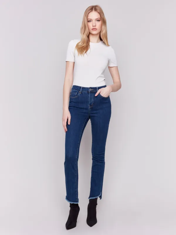 Bootcut Jeans With Asymmetrical Hem - Indigo made by Charlie B
