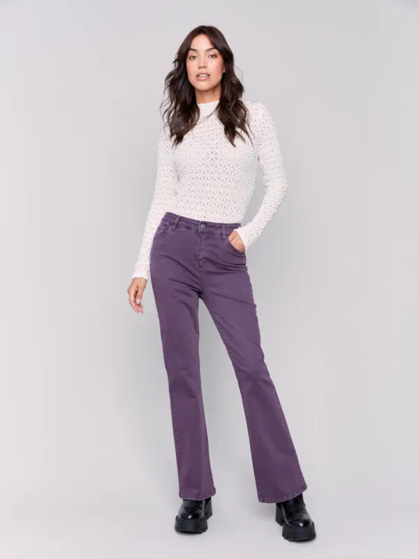 Bootcut Twill Pants - Plum sold by Charlie B