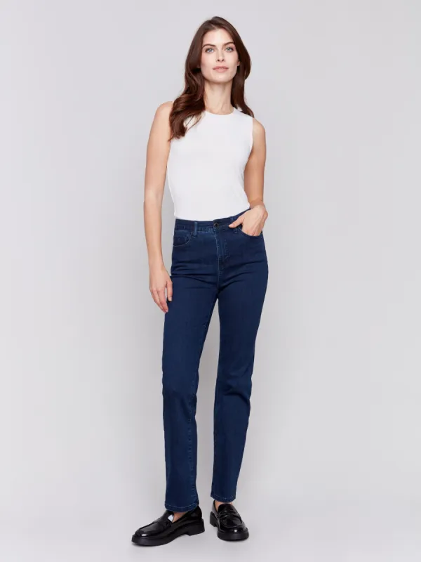 Straight Leg Jeans - Blue Black sold by Charlie B