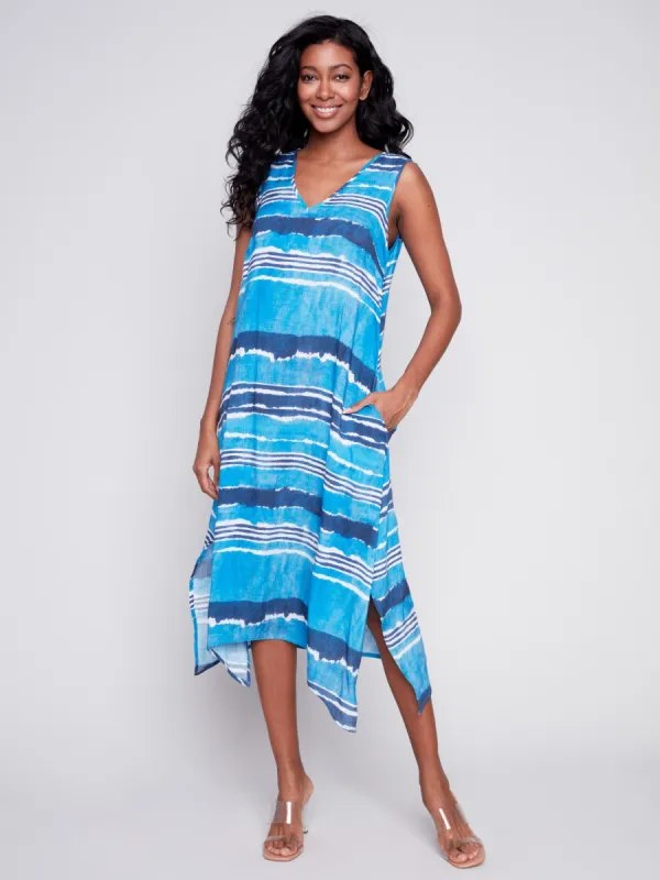 Printed Sleeveless Midi Dress - Ocean sold by Charlie B
