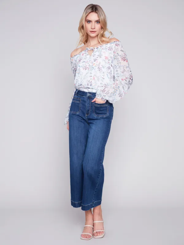 Cropped Wide Leg Jeans - Indigo made by Charlie B