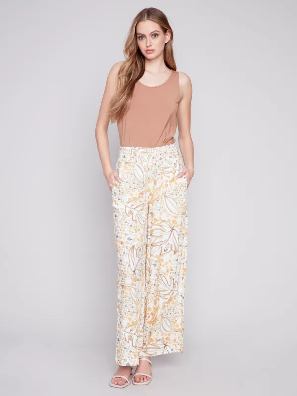 Printed Elastic Waist Pull-On Pants - Dune sold by Charlie B