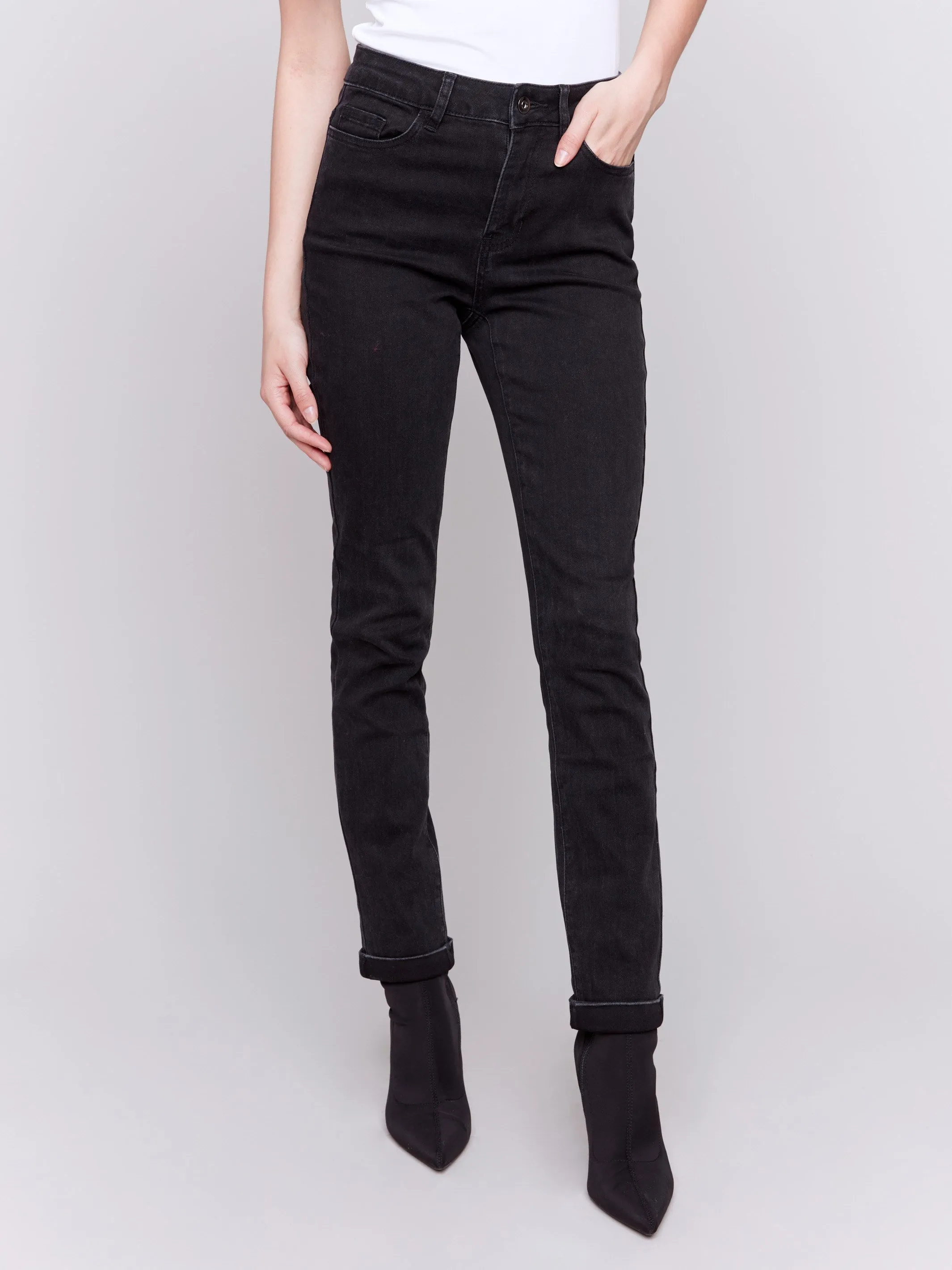Cuffed Hem Jeans - Charcoal sold by Charlie B product image thumbnail 2