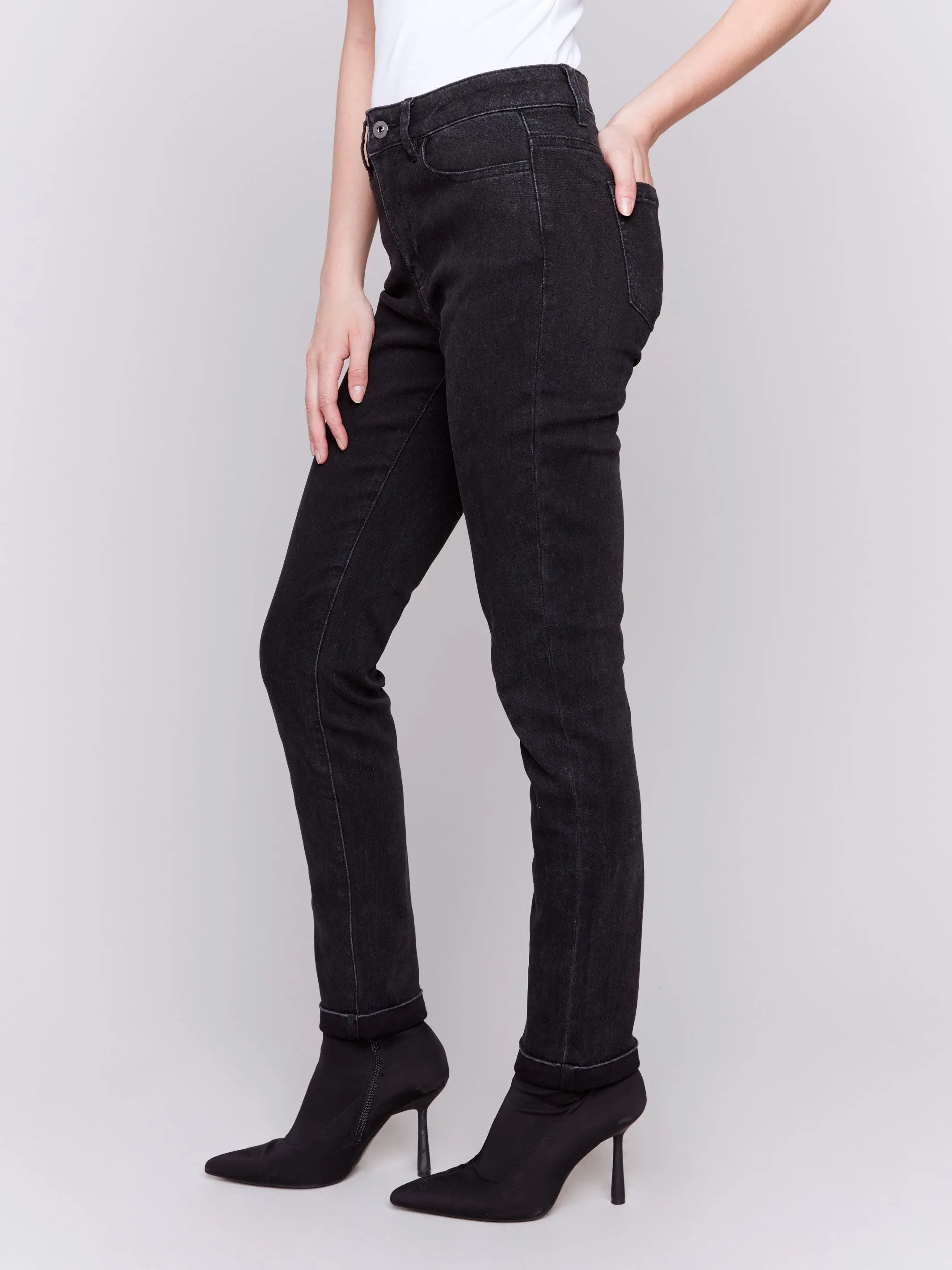 Cuffed Hem Jeans - Charcoal sold by Charlie B product image thumbnail 3