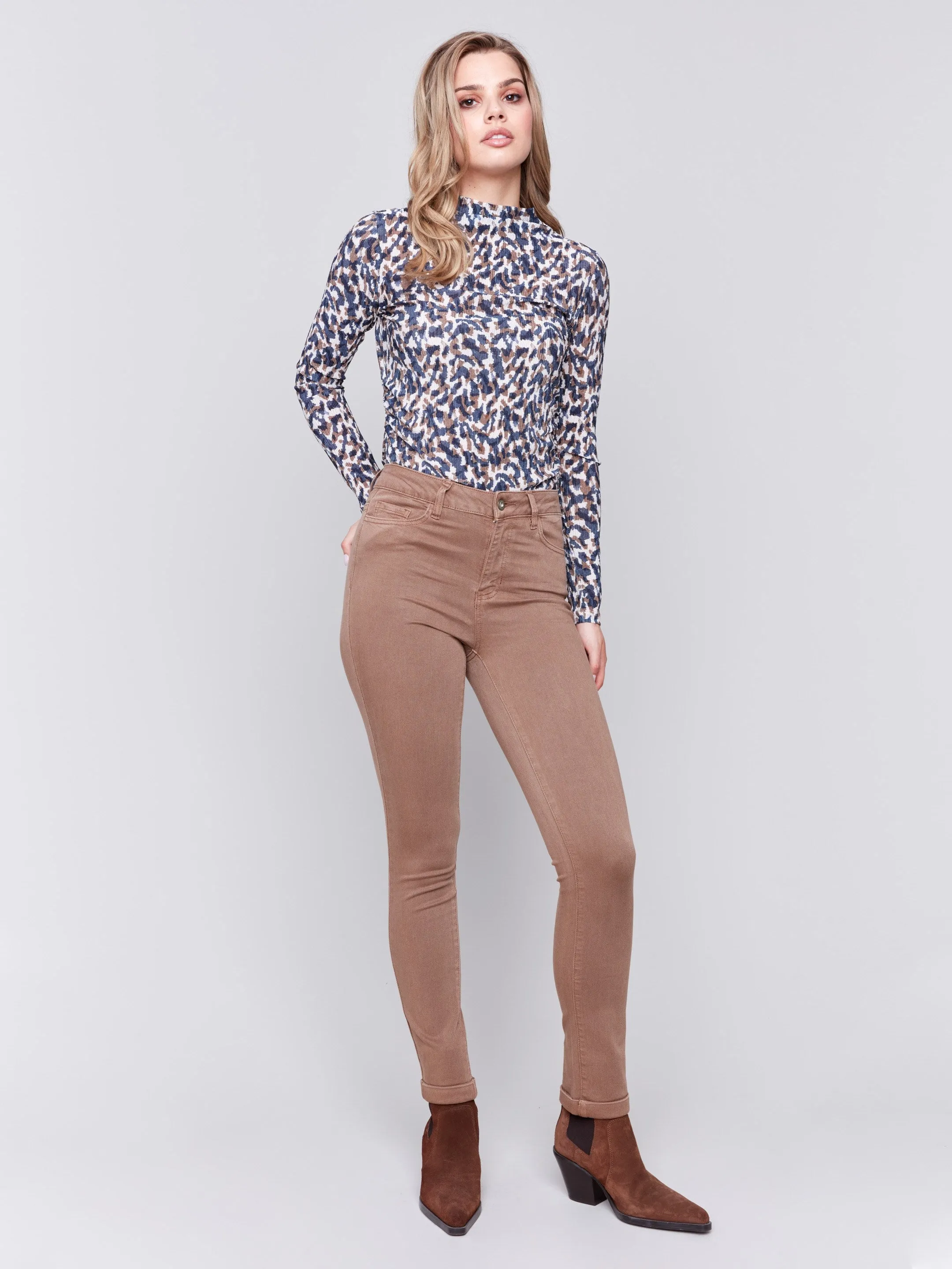 Cuffed Hem Twill Jeans - Truffle sold by Charlie B product image thumbnail 5