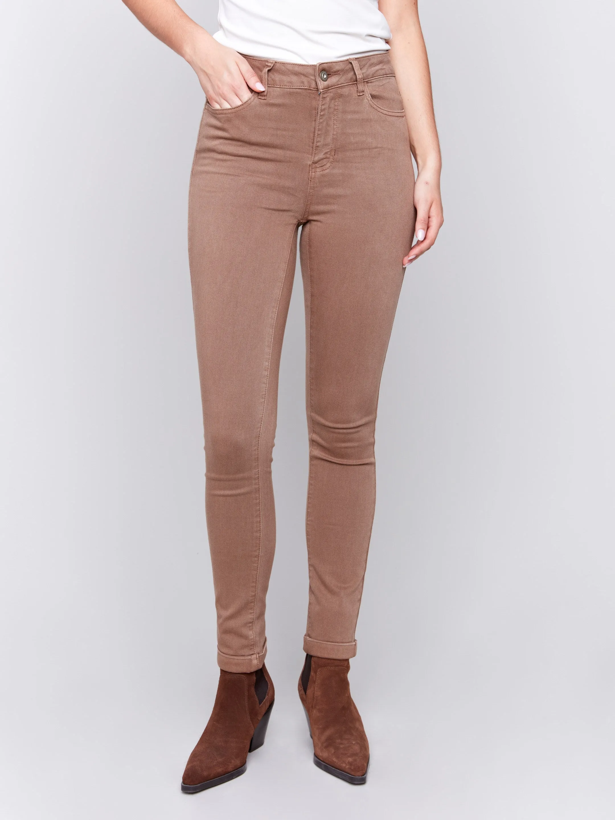 Cuffed Hem Twill Jeans - Truffle sold by Charlie B product image thumbnail 2