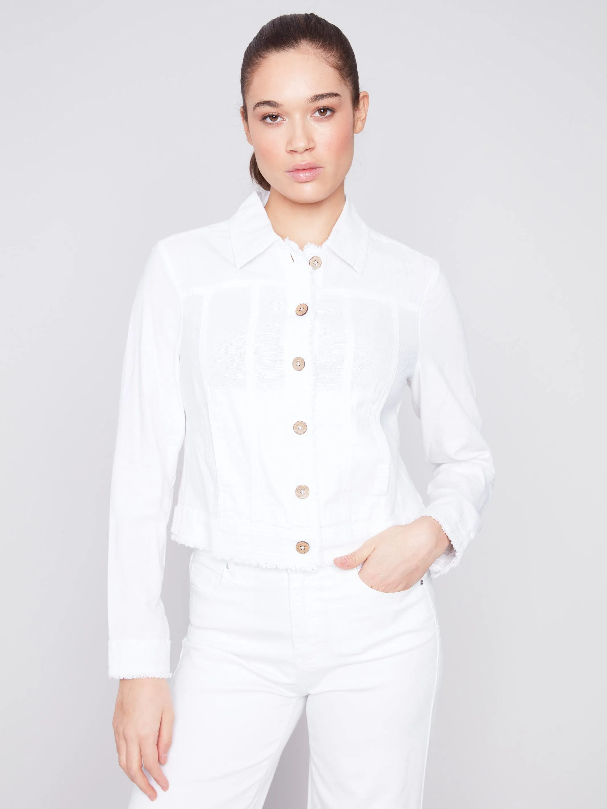 Linen Blend Jacket - White sold by Charlie B product image thumbnail 5
