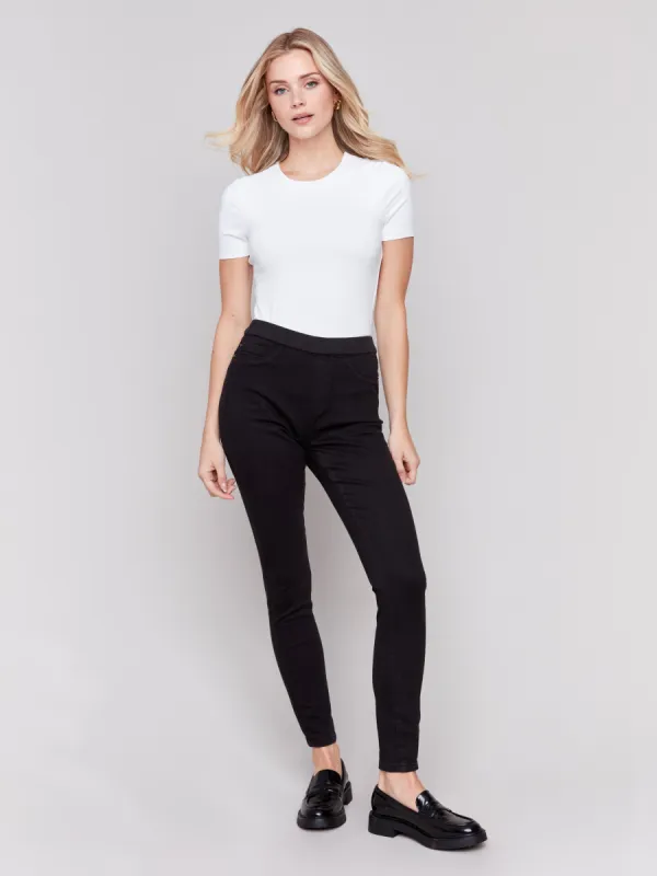 Twill Pull-On Pants - Black sold by Charlie B