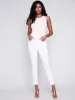 Frayed Hem Twill Pants - White sold by Charlie B