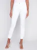 Frayed Hem Twill Pants - White sold by Charlie B