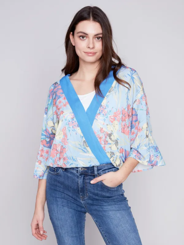 Printed Overlap Blouse - Lillypad made by Charlie B