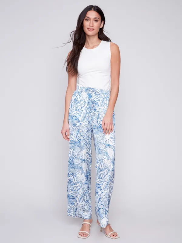 Printed Wide Leg Satin Pants - Jungle sold by Charlie B