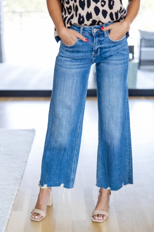 Cool Girl Mid Rise Wide Leg Crop Lovervet Jeans sold by Charming and Main