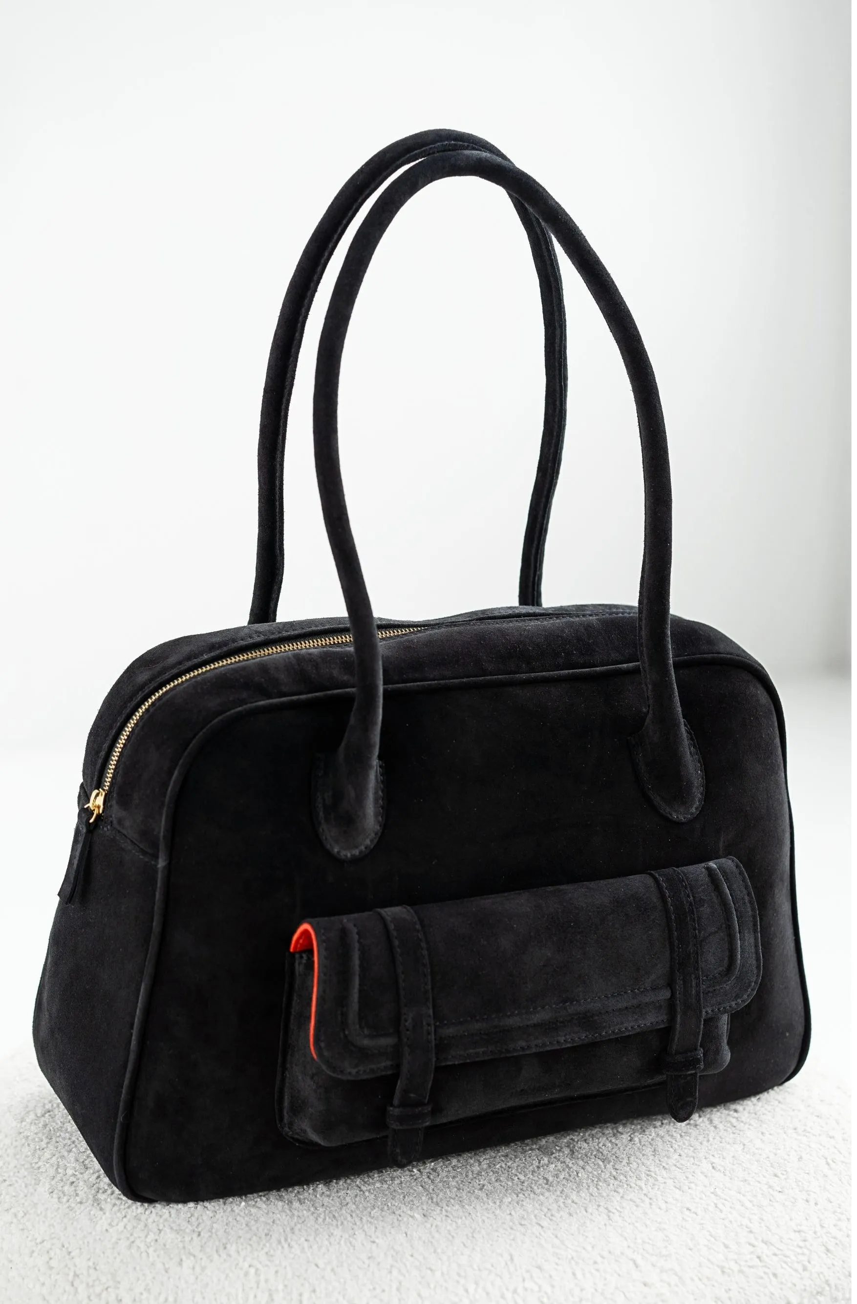 BOWLING BAG MAXI - Black suede sold by Novinska product image thumbnail 3