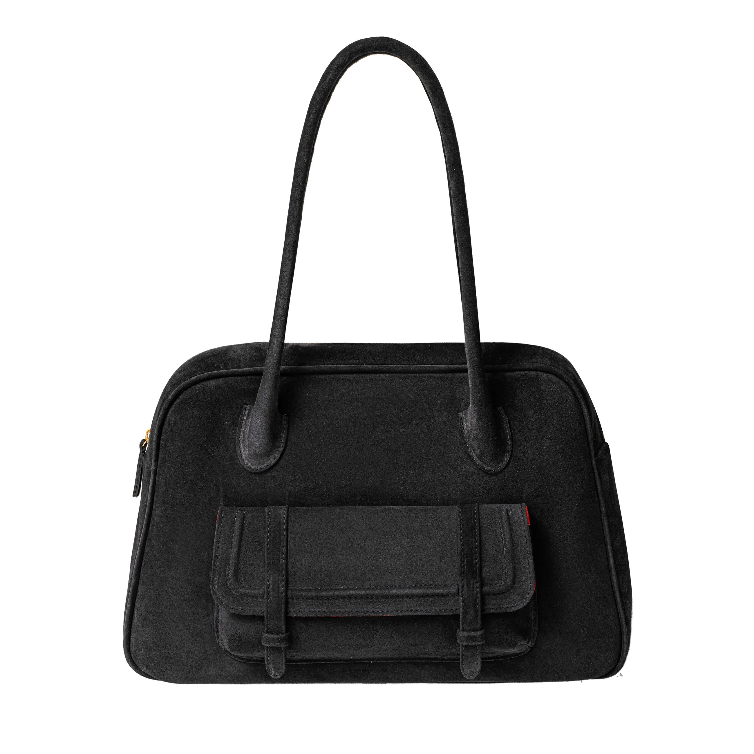 BOWLING BAG MAXI - Black suede sold by Novinska