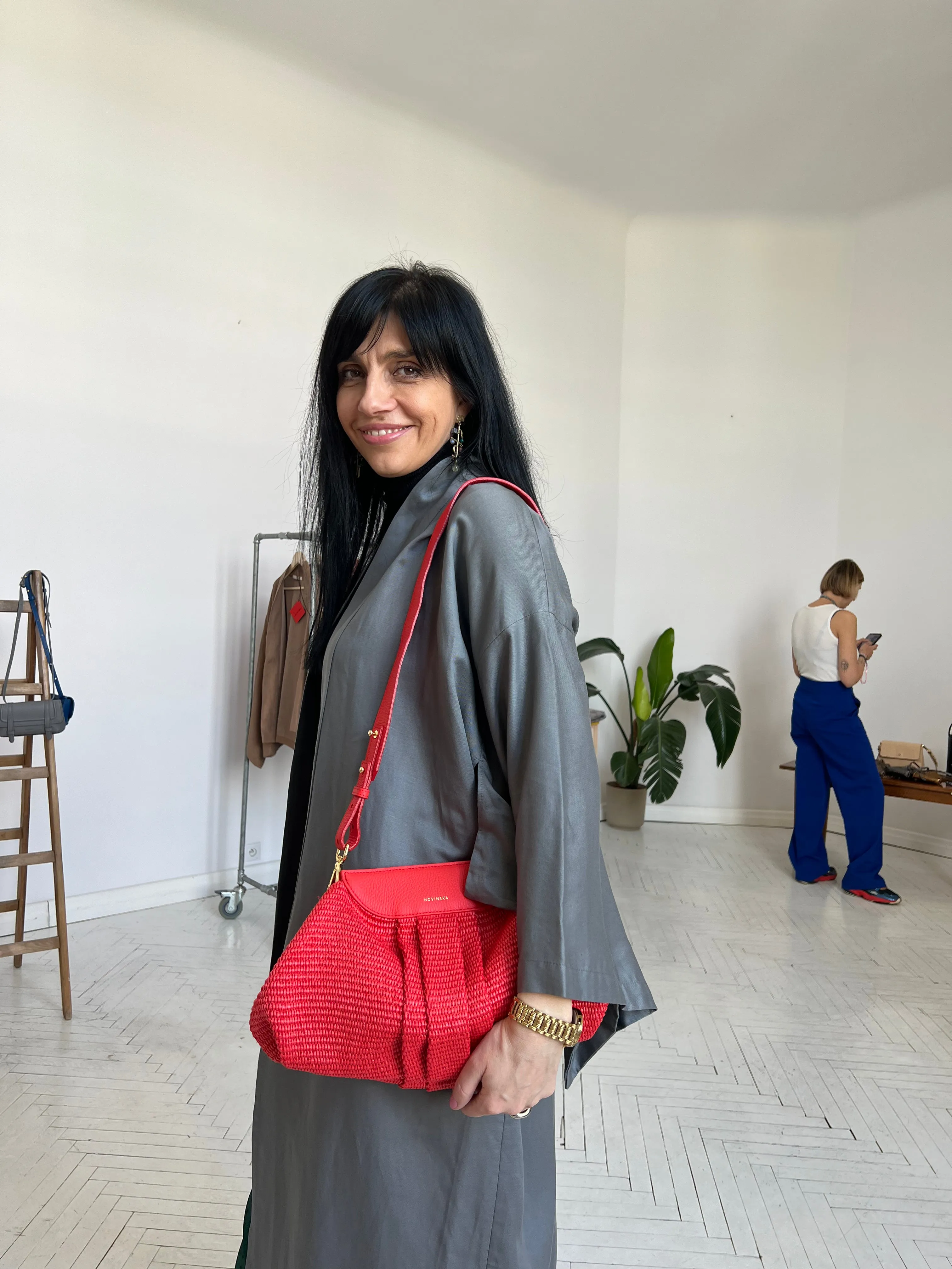 Raffia Cloud Bag - Red sold by Novinska product image thumbnail 4