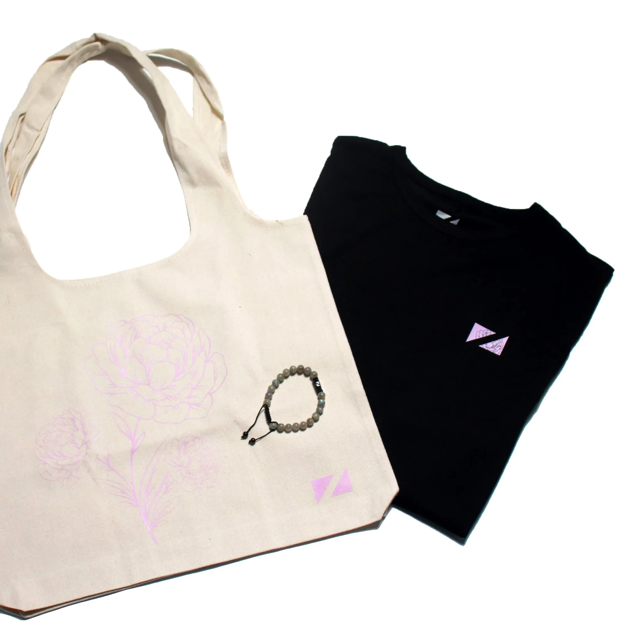 Bundle 2: The Luxe Carnation Tee, Carnation Tote & Element Bracelet sold by Zueike product image thumbnail 2