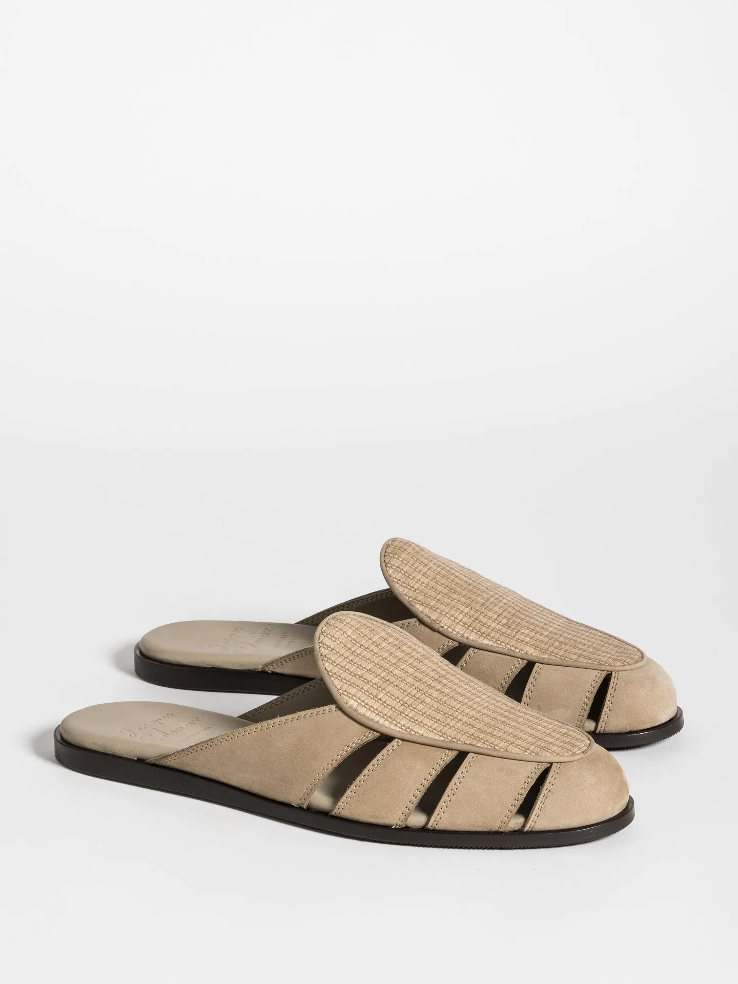 CAPRI MULE RAFFIA TAUPE sold by Jacques Soloviere