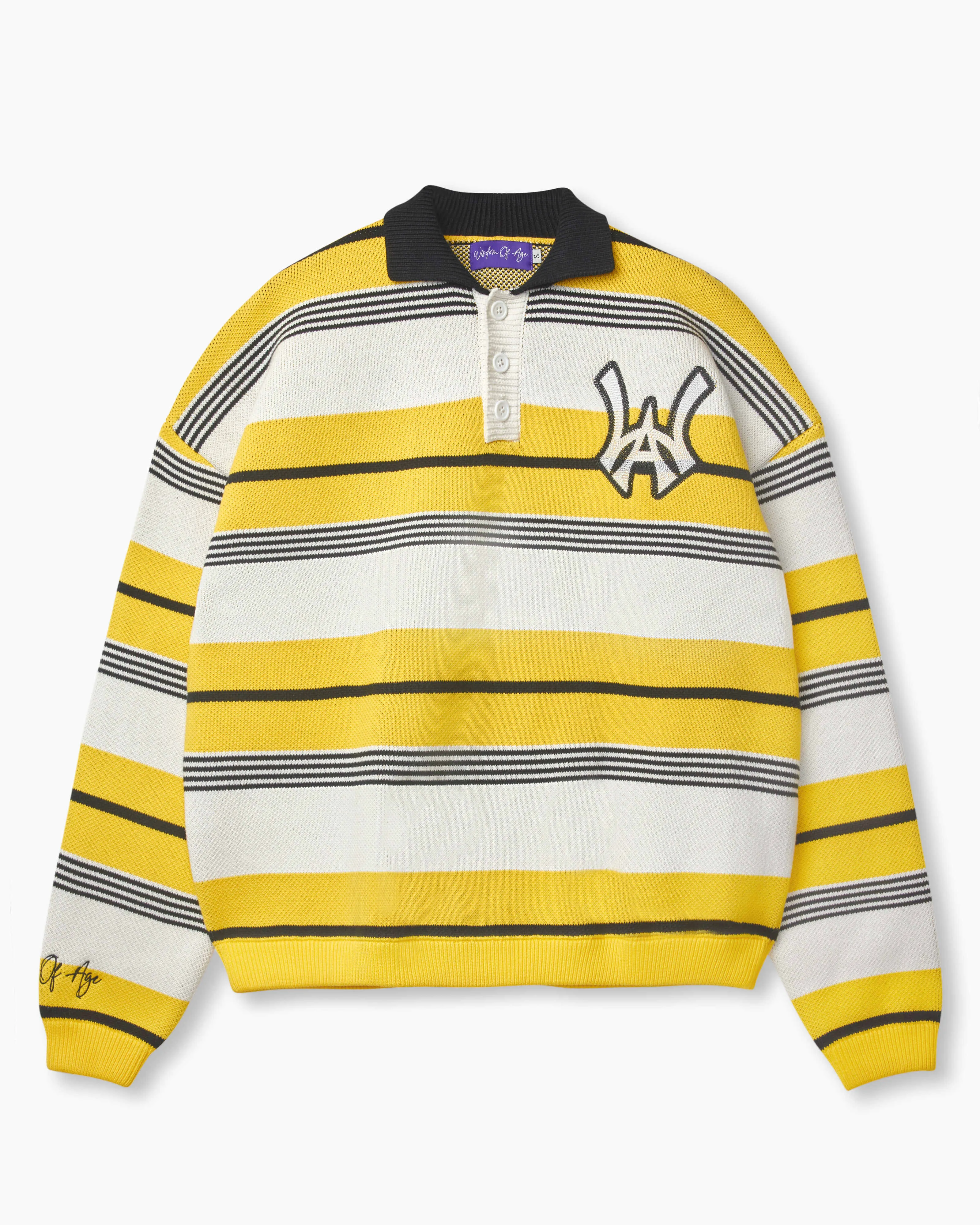 スウェット・トレーナー COVERNAT Authentic Rugby Man to Man Yellow Carlton Rugby Sweater- Wiz (Black & Yellow) | Parallel