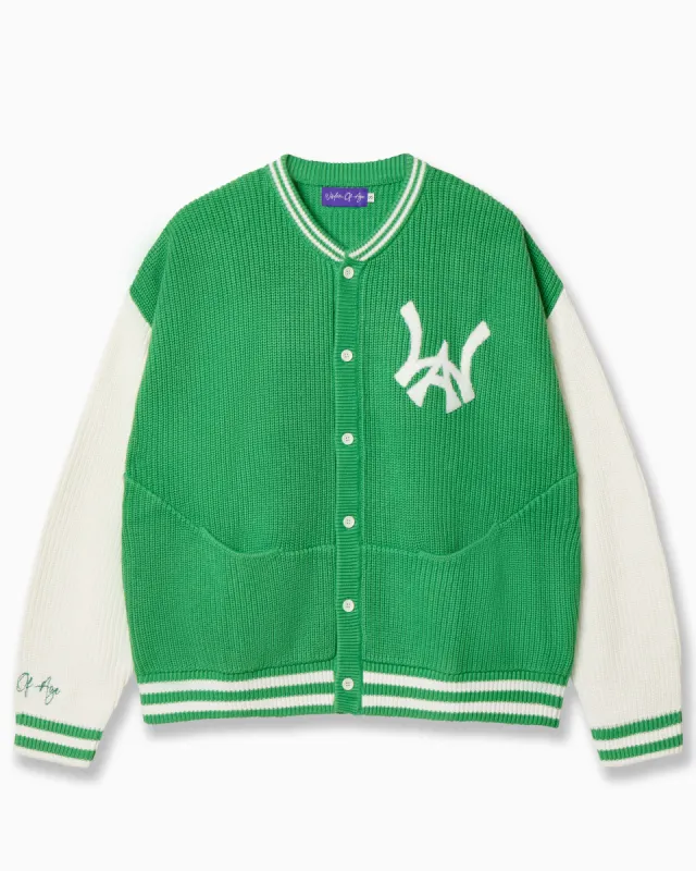 University Cardigan- Clover Green sold by Wisdom of Age
