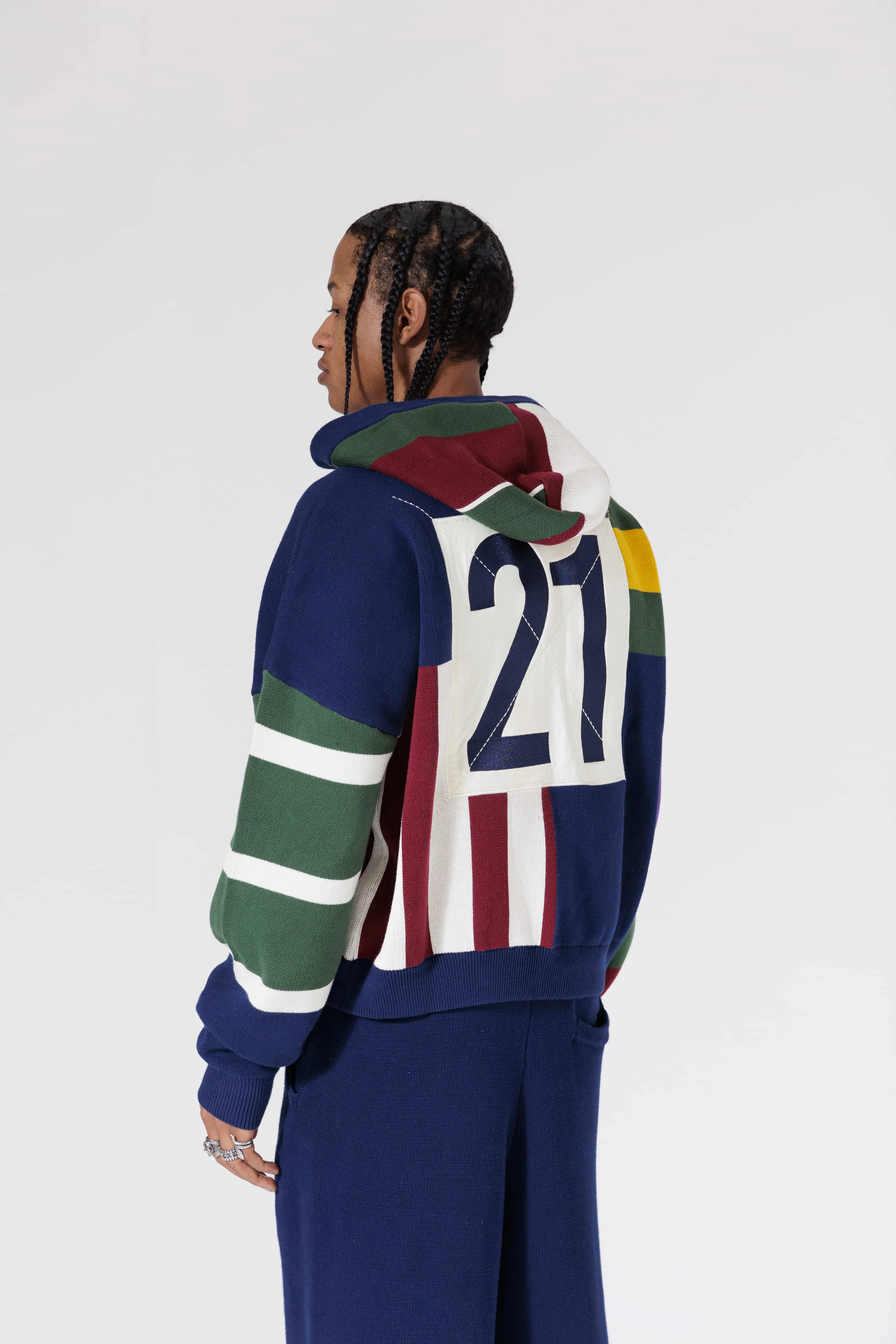 Clinton Rugby Knit Hoodie- Navy Multi sold by Wisdom of Age product image thumbnail 4