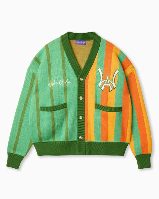 City Cardigan- Green & Orange sold by Wisdom of Age