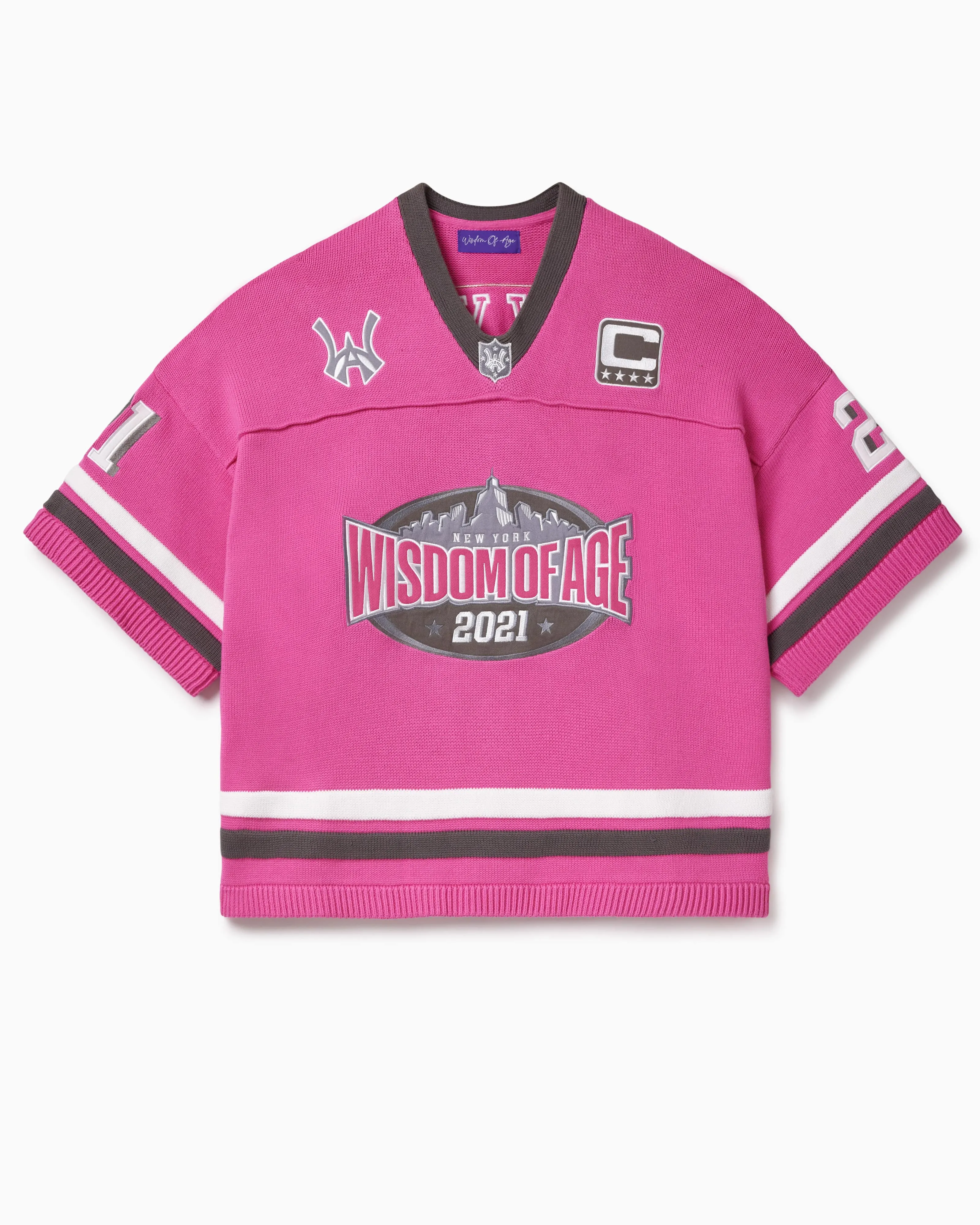Skyline Knit Football Jersey- Pink/Charcoal sold by Wisdom of Age