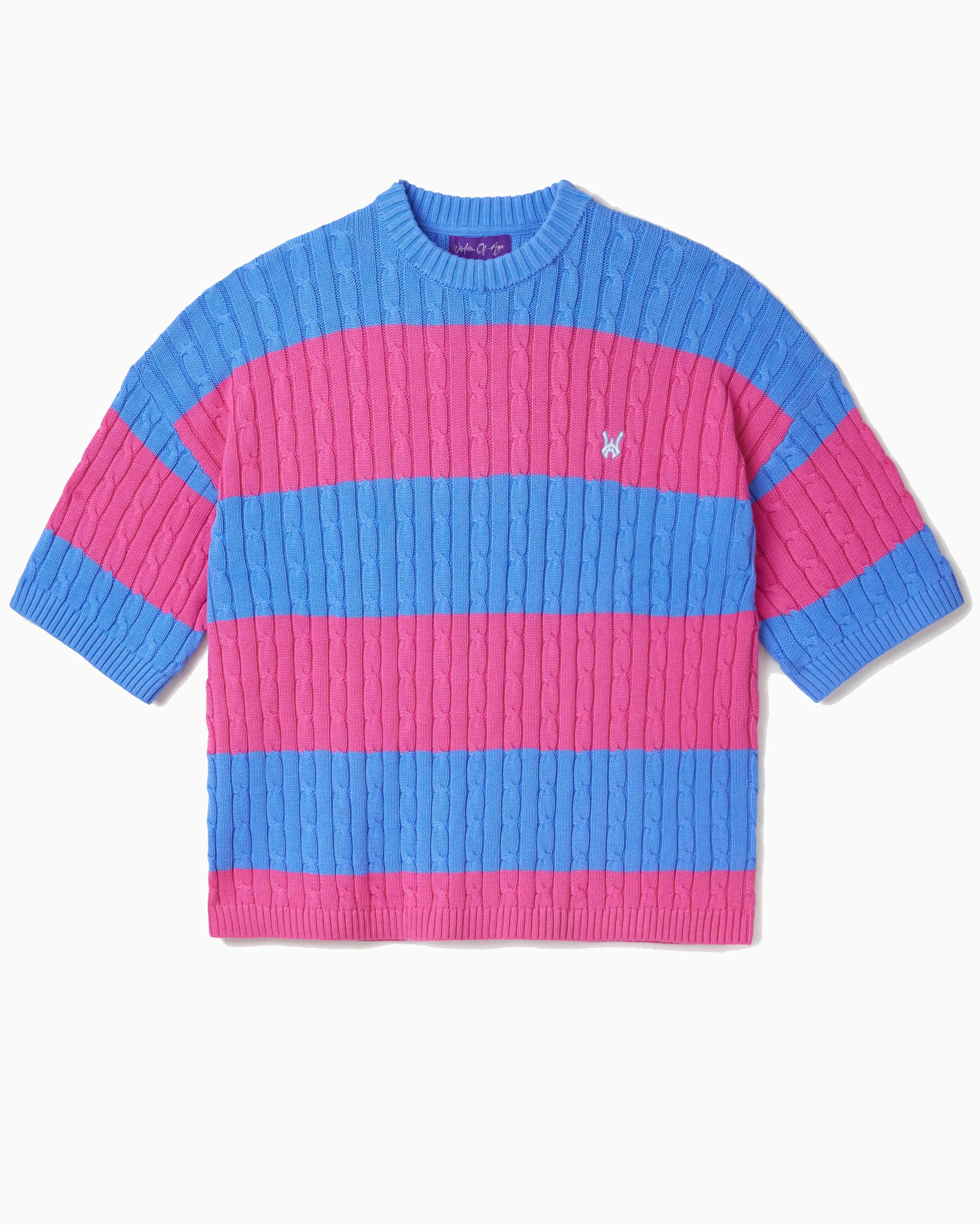 Cable-Knit Short-Sleeve T-Shirt- Cotton Candy sold by Wisdom of Age