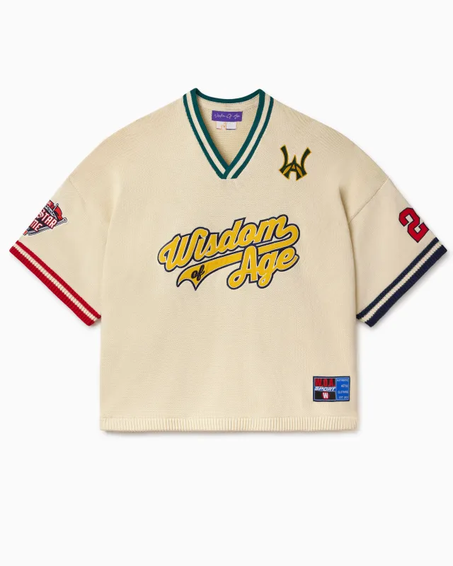 Knit Baseball Batting Jersey- Cream Multi sold by Wisdom of Age