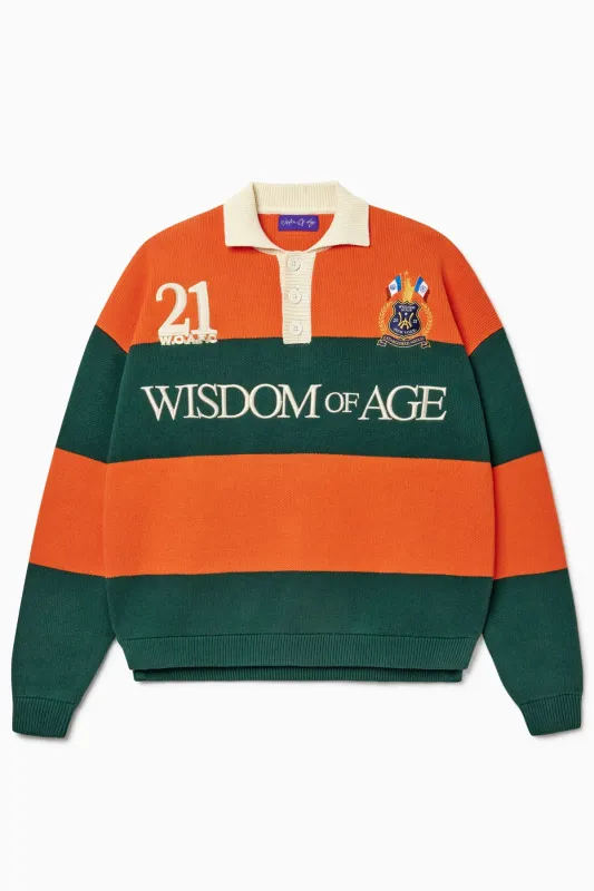 Bleecker Rugby Polo LS - Orange & Green sold by Wisdom of Age