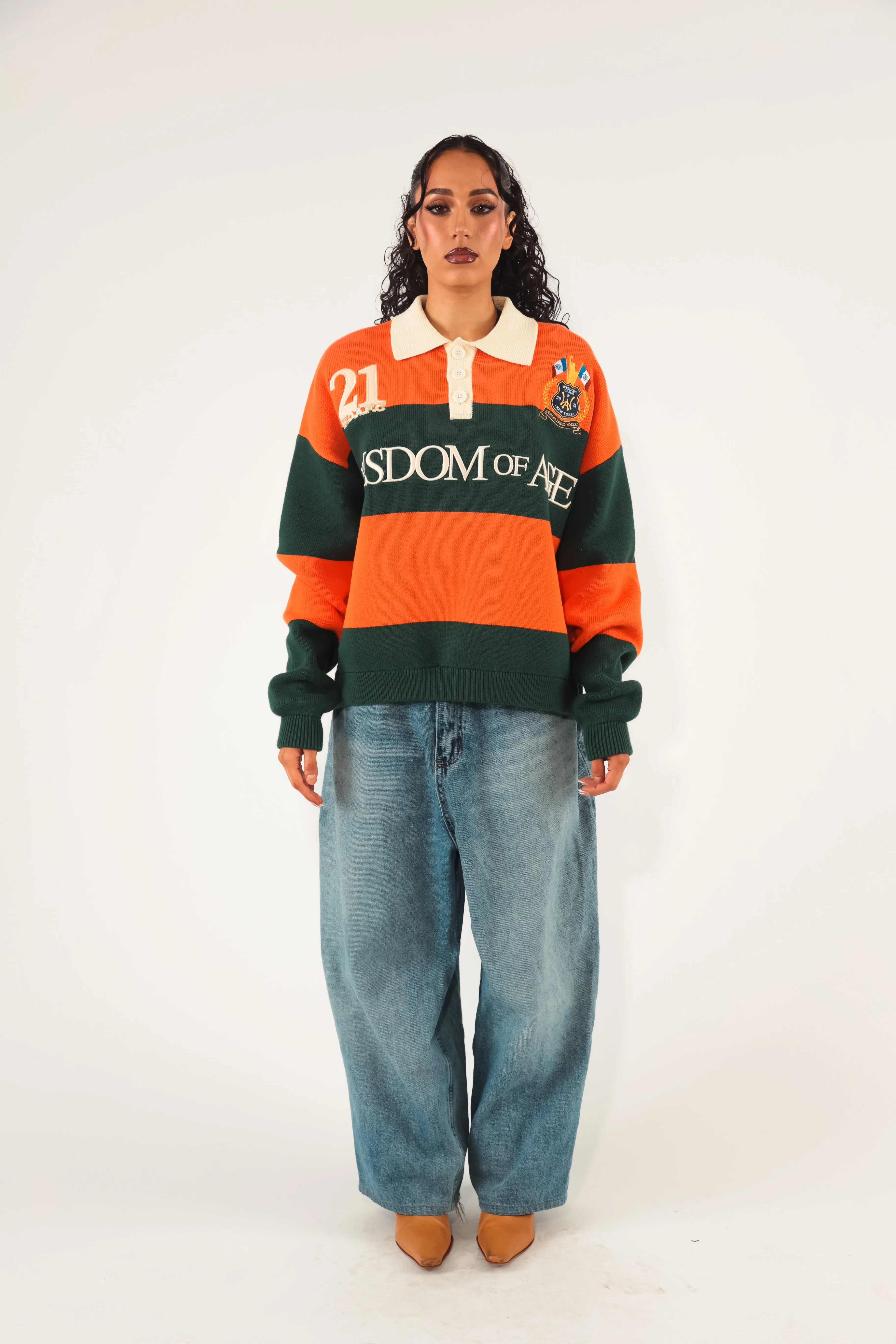 Bleecker Rugby Polo LS - Orange & Green sold by Wisdom of Age product image thumbnail 5