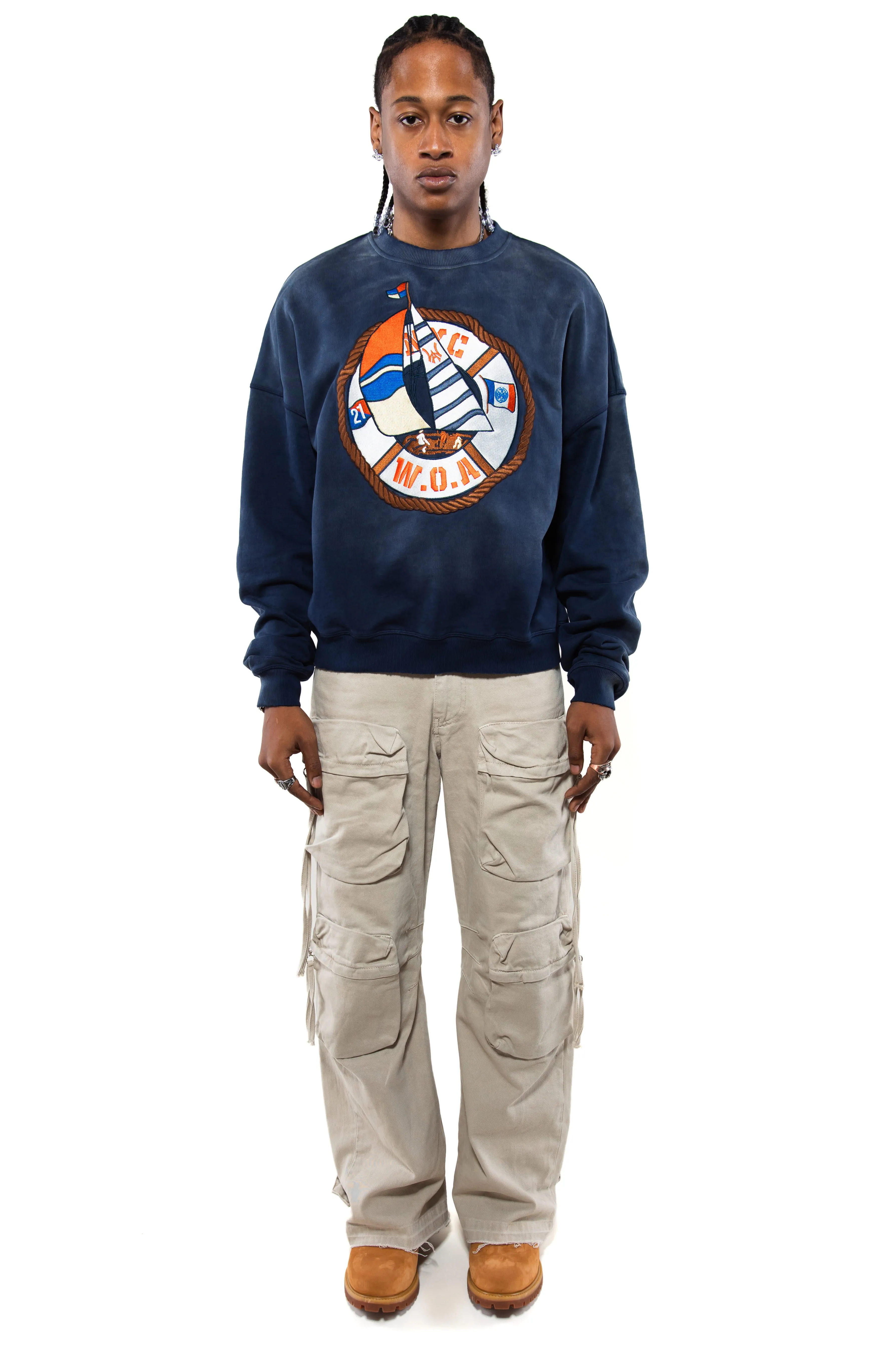 Mariner Crewneck Sweater- Washed Navy sold by Wisdom of Age product image thumbnail 5